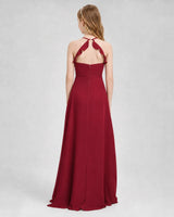 Burgundy Chiffon A-line Junior Bridesmaid Dress Back View