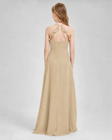 Champagne Chiffon A-line Junior Bridesmaid Dress Back View