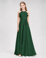 Emerald Green Chiffon A-line Junior Bridesmaid Dress Side View