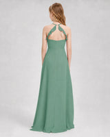 Eucalyptus Chiffon A-line Junior Bridesmaid Dress Back View