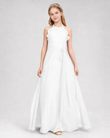 Ivory Chiffon A-line Junior Bridesmaid Dress Front View