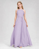 Lavender Chiffon A-line Junior Bridesmaid Dress Front View