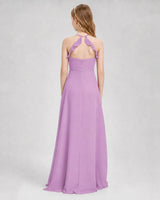 Lilac Chiffon A-line Junior Bridesmaid Dress Back View