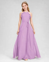 Lilac Chiffon A-line Junior Bridesmaid Dress Front View