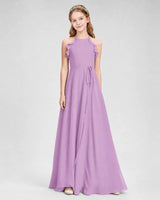 Lilac Chiffon A-line Junior Bridesmaid Dress Side View