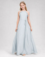 Mist Chiffon A-line Junior Bridesmaid Dress Front View