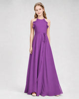 Purple Chiffon A-line Junior Bridesmaid Dress Side View