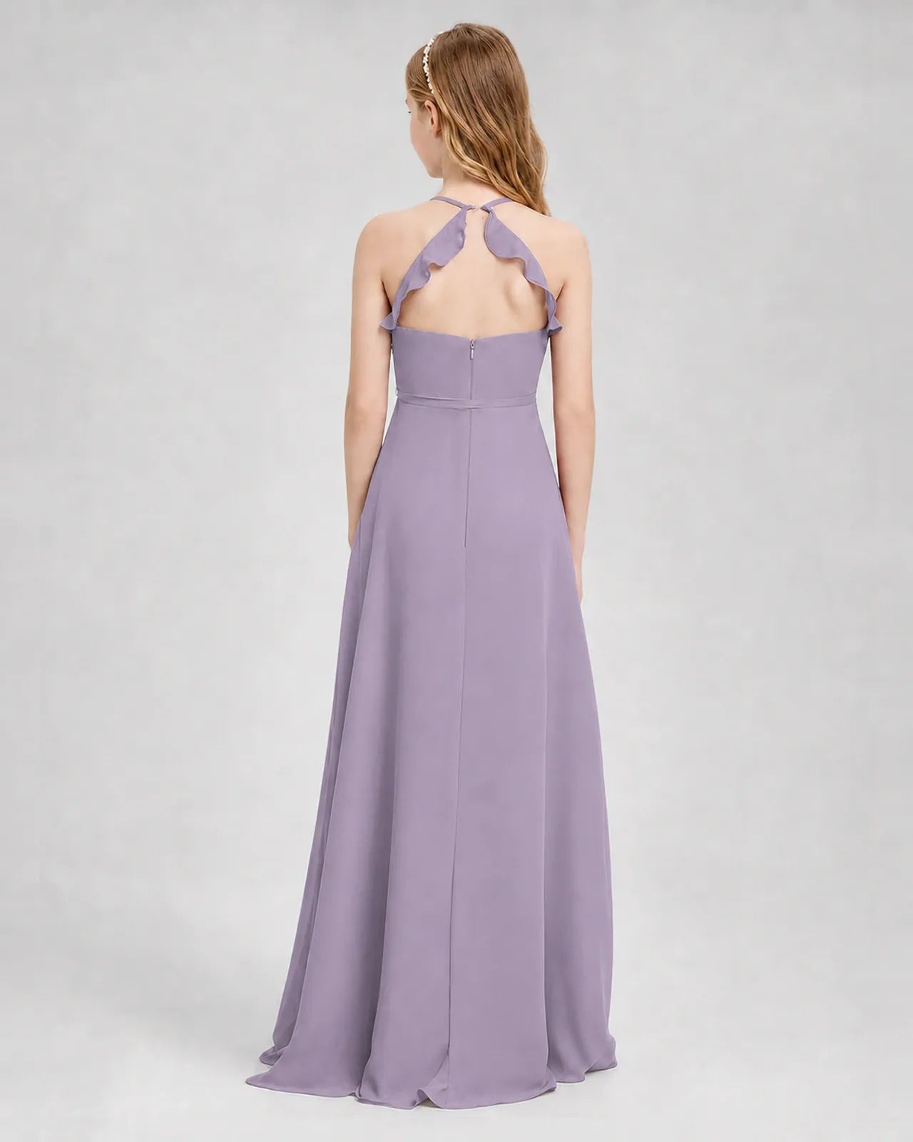 Wisteria Chiffon A-line Junior Bridesmaid Dress Back View