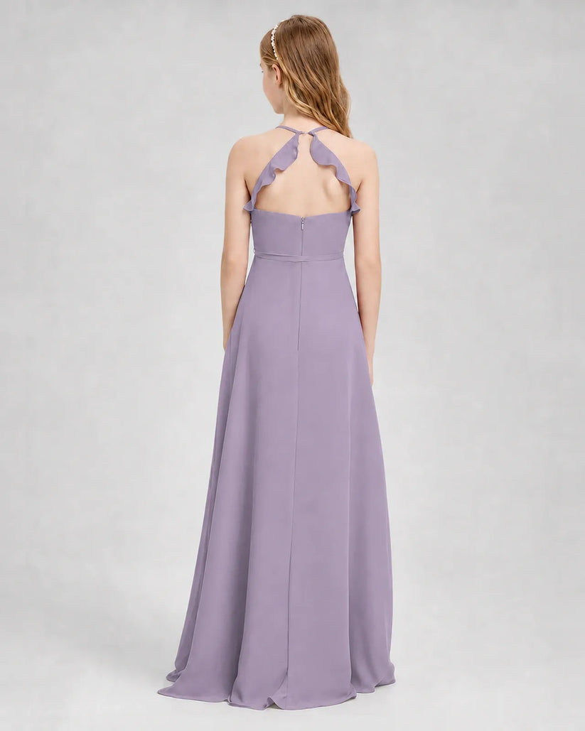 Wisteria Chiffon A-line Junior Bridesmaid Dress Back View