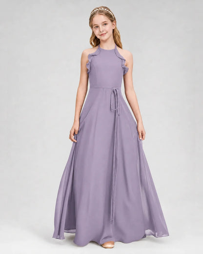 Wisteria Chiffon A-line Junior Bridesmaid Dress Front View