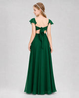 Dark Green Chiffon Backless Junior Bridesmaid Dresses Back View