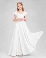 Ivory Chiffon A-line Junior Bridesmaid Dresses Front View