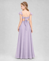 Lavender Chiffon A-line Junior Bridesmaid Dresses Back View