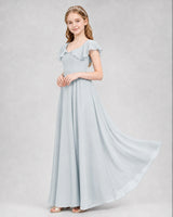 Mist Chiffon A-line Junior Bridesmaid Dresses Side View