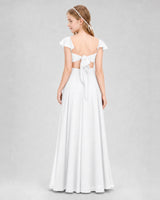 White Chiffon A-Line Junior Bridesmaid Dresses Back View