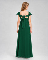 Dark Green Chiffon A-Line Junior Bridesmaid Dresses Back View