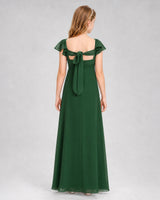 Emerald Green Chiffon A-Line Junior Bridesmaid Dresses Back View