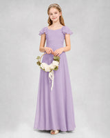 Lavender Chiffon A-Line Junior Bridesmaid Dresses Side View