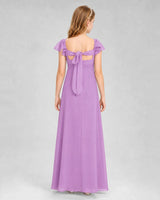 Lilac Chiffon A-Line Junior Bridesmaid Dresses Back View