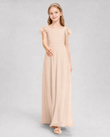 Peach Chiffon A-Line Junior Bridesmaid Dresses Front View