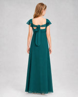 Peacock Chiffon A-line Junior Bridesmaid Dress Back View