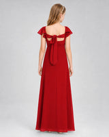 Red Chiffon A-line Junior Bridesmaid Dresses Back View