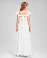White Chiffon A-Line Junior Bridesmaid Dresses Back View