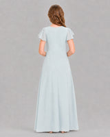 Baby Blue A-line Junior Bridesmaid Dresses Back