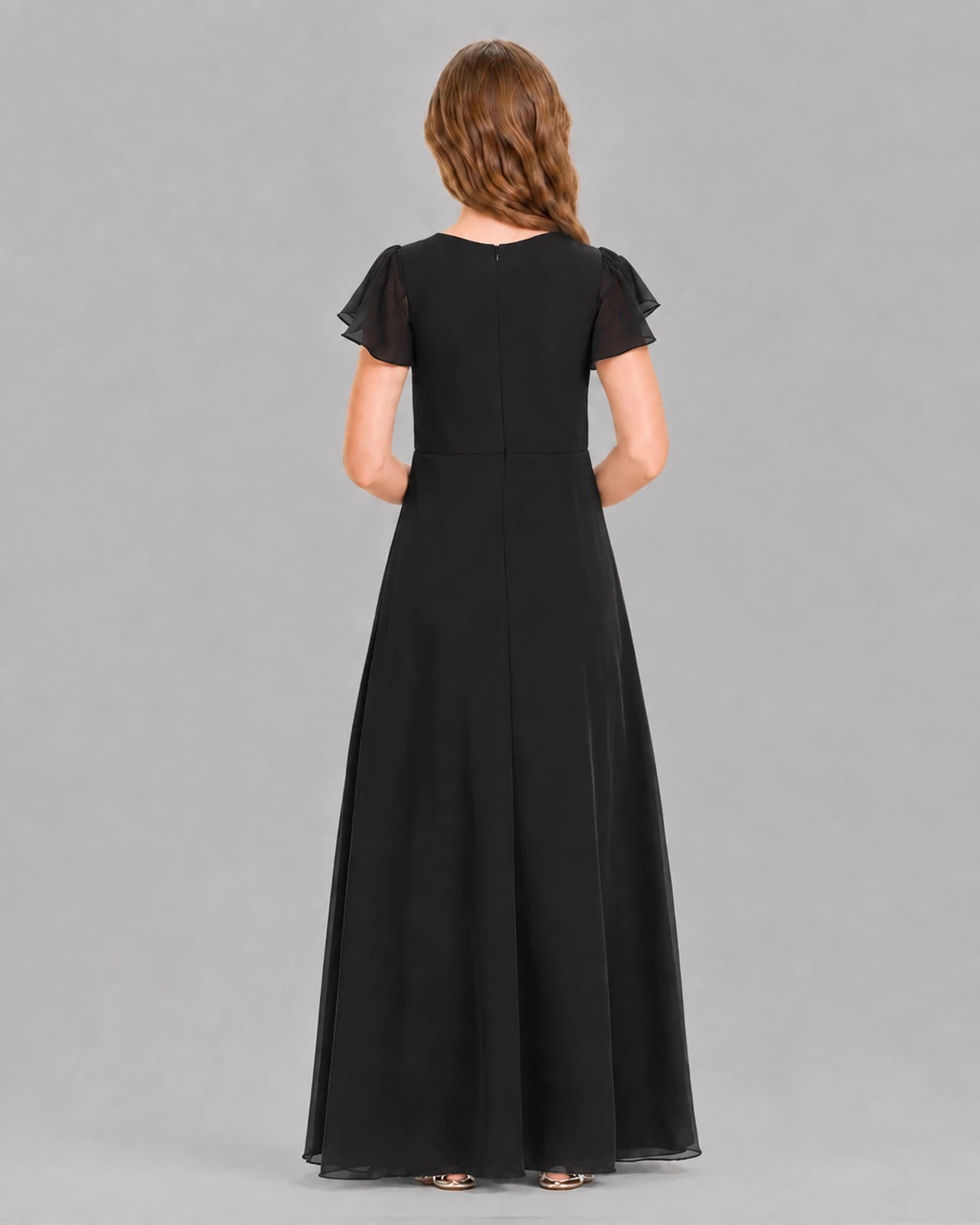 Black A-line Junior Bridesmaid Dresses Back
