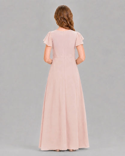 Blush Pink A-line Junior Bridesmaid Dresses Back