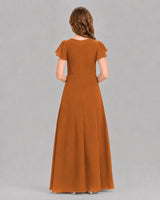 Burnt Orange A-line Junior Bridesmaid Dresses Back