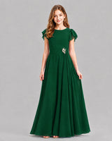 Dark Green A-line Junior Bridesmaid Dresses Front