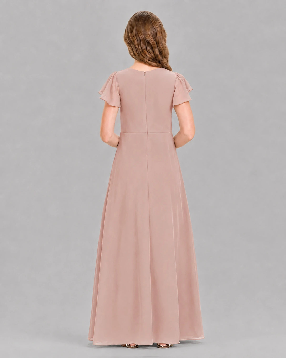 Dusty Rose A-line Junior Bridesmaid Dresses Back