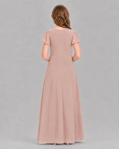 Dusty Rose A-line Junior Bridesmaid Dresses Back
