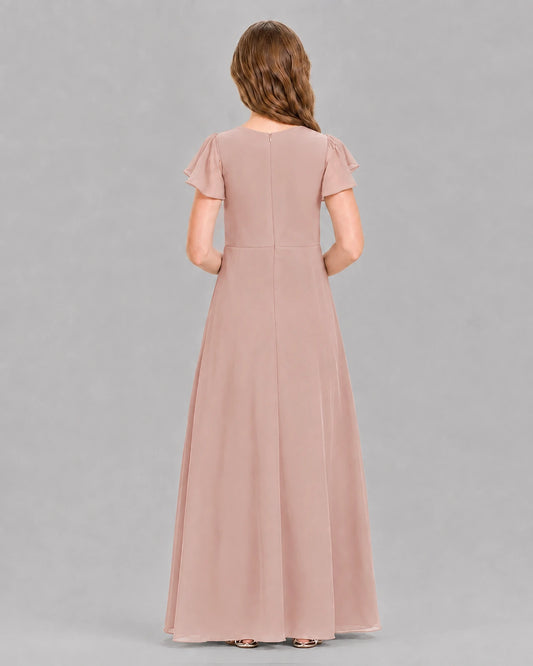 Dusty Rose A-line Junior Bridesmaid Dresses Back