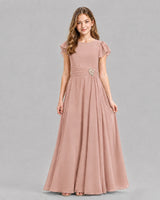 Dusty Rose A-line Junior Bridesmaid Dresses Front