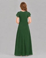 Emerald Green A-line Junior Bridesmaid Dresses Back