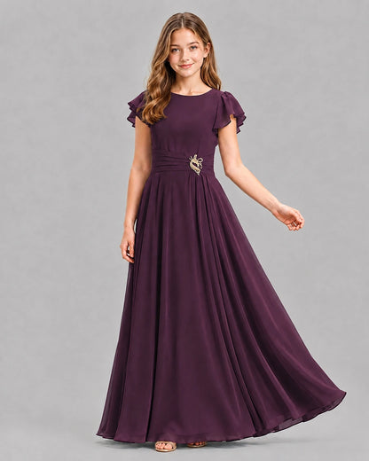 Grape A-line Junior Bridesmaid Dresses Pose