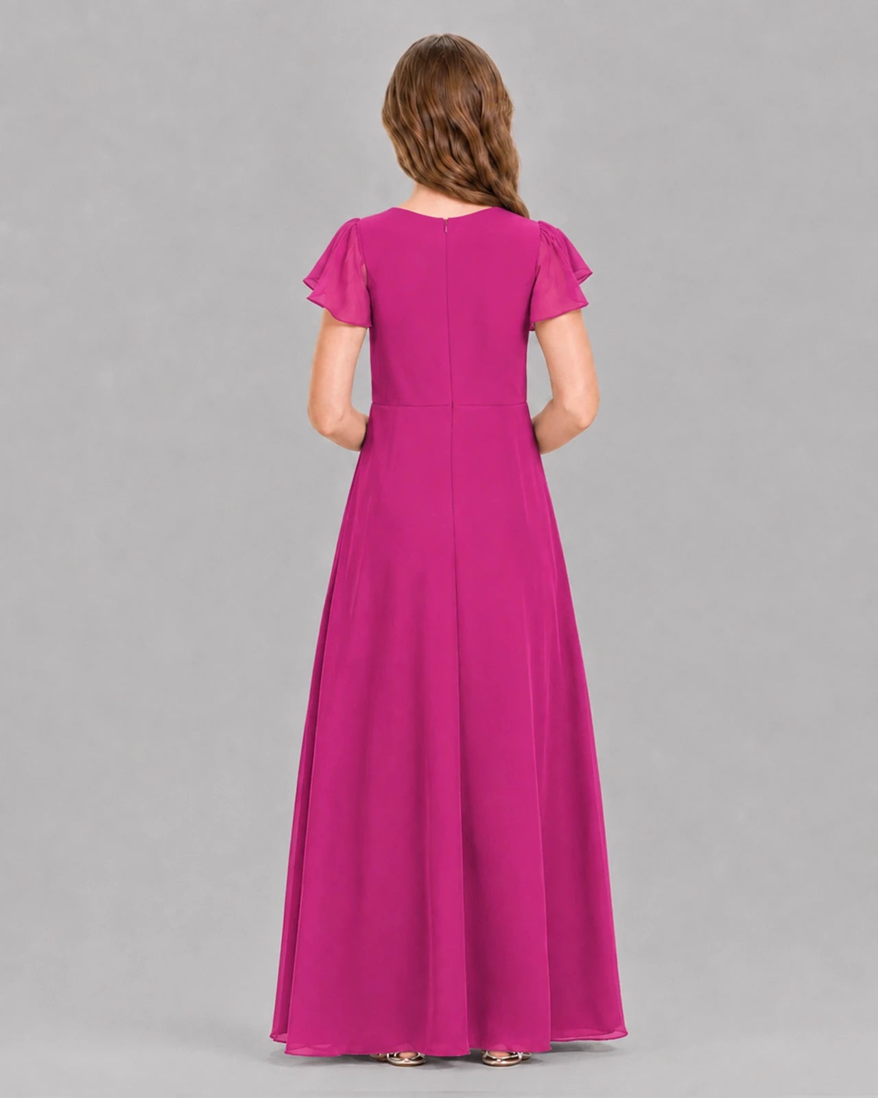 Hot Pink A-line Junior Bridesmaid Dresses Back