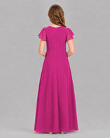 Hot Pink A-line Junior Bridesmaid Dresses Back