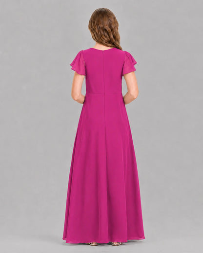 Hot Pink A-line Junior Bridesmaid Dresses Back