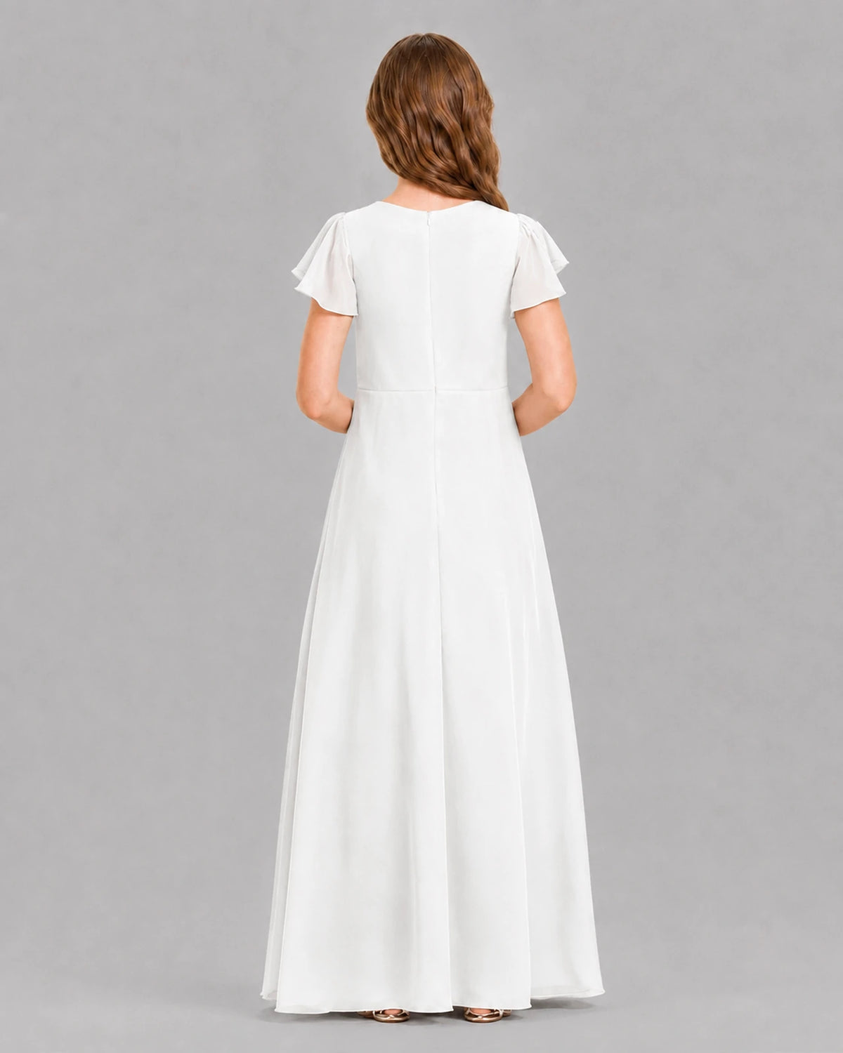 Ivory A-line Junior Bridesmaid Dresses Back