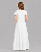 Ivory A-line Junior Bridesmaid Dresses Back