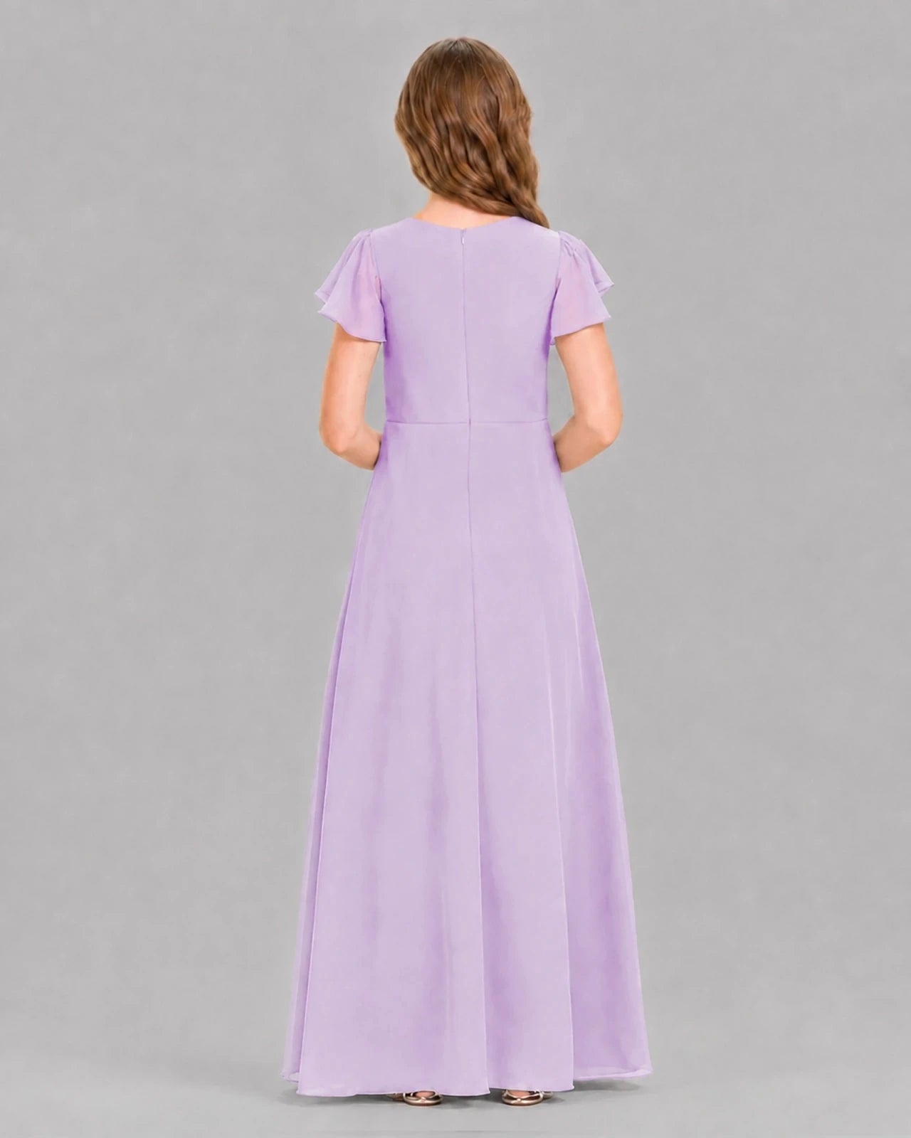 Lavender A-line Junior Bridesmaid Dresses Back