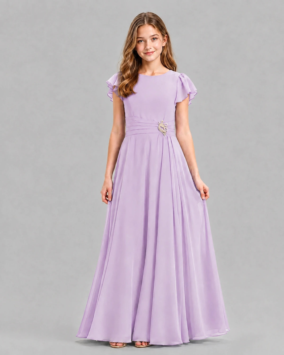Lavender A-line Junior Bridesmaid Dresses Front