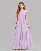 Lavender A-line Junior Bridesmaid Dresses Front
