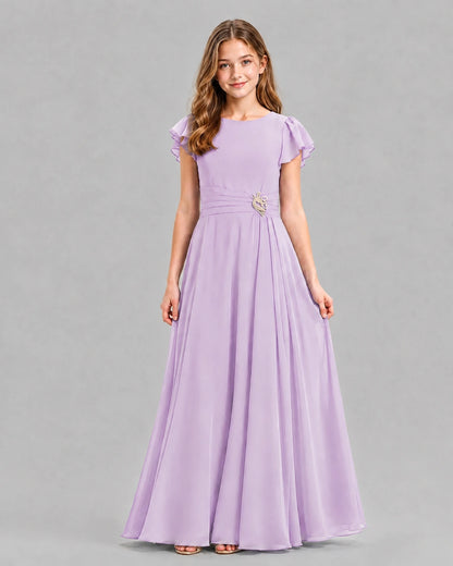 Lavender A-line Junior Bridesmaid Dresses Front