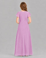 Lilac A-line Junior Bridesmaid Dresses Back