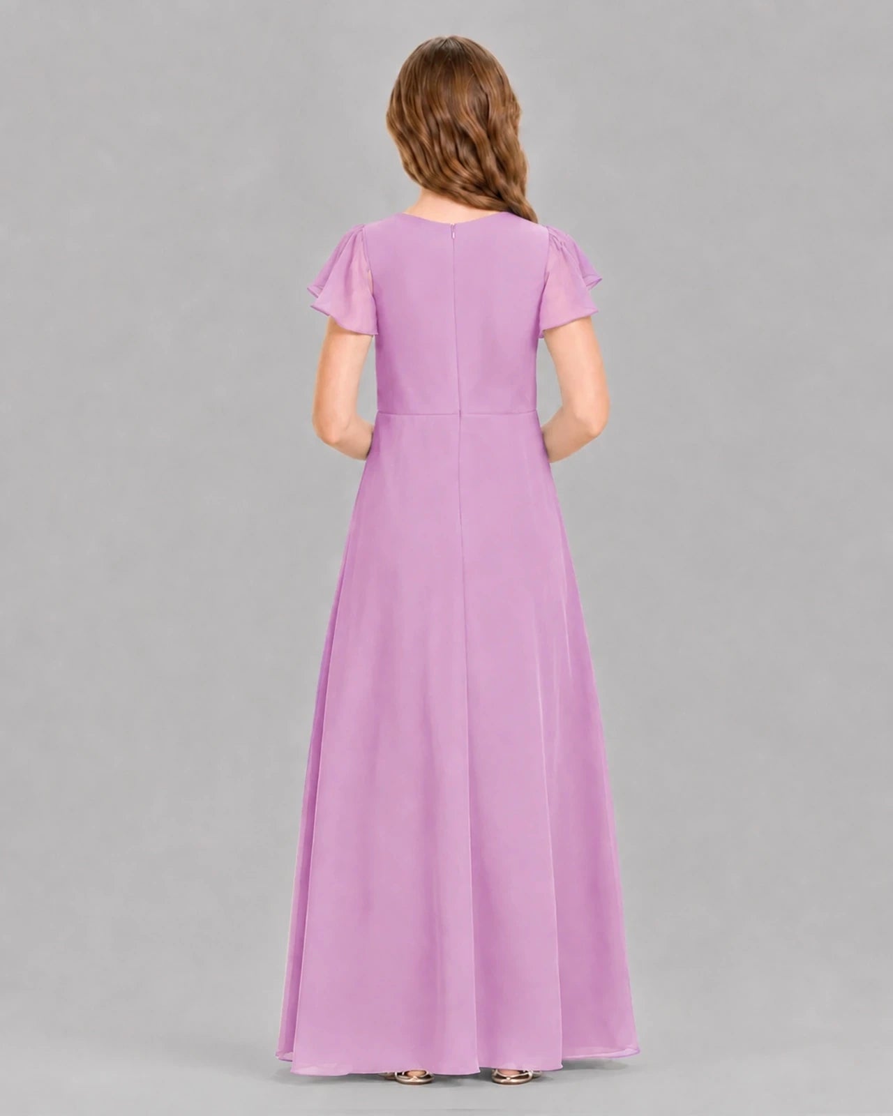Lilac A-line Junior Bridesmaid Dresses Back