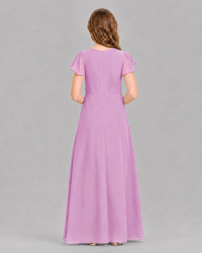 Lilac A-line Junior Bridesmaid Dresses Back